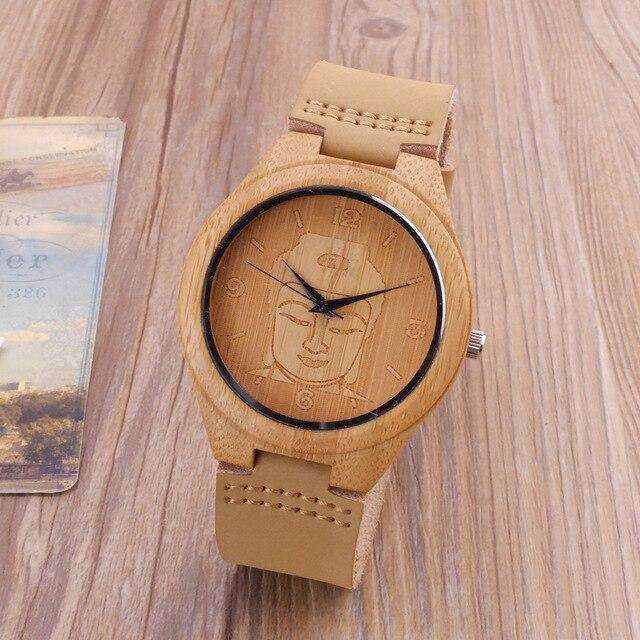 Engraved Buddhist Wood Watch